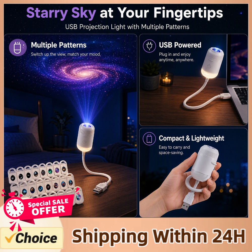 Night Light Projector Stars - USB-проектор звездного неба, HD-проектор галактики и
