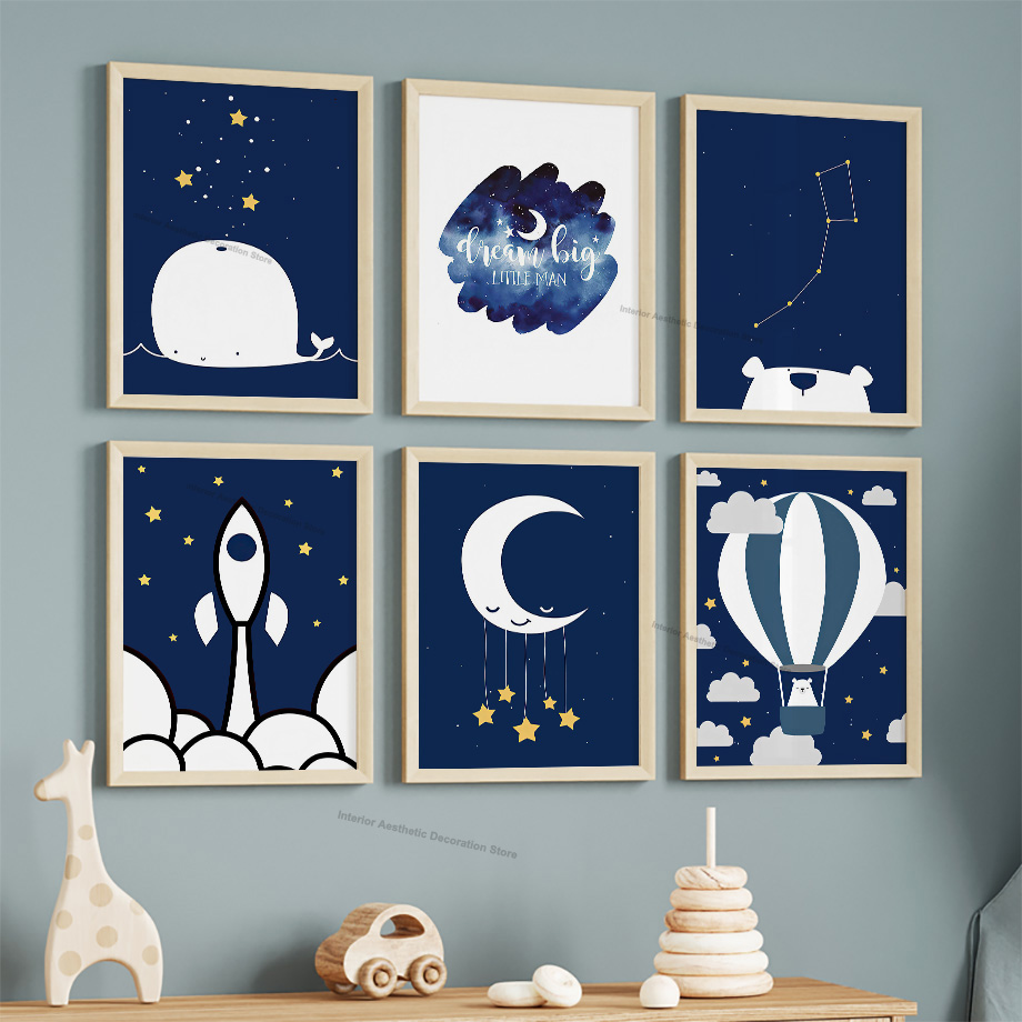Baby Nursery Hot Air Balloon - Мультяшные постеры и принты на холсте