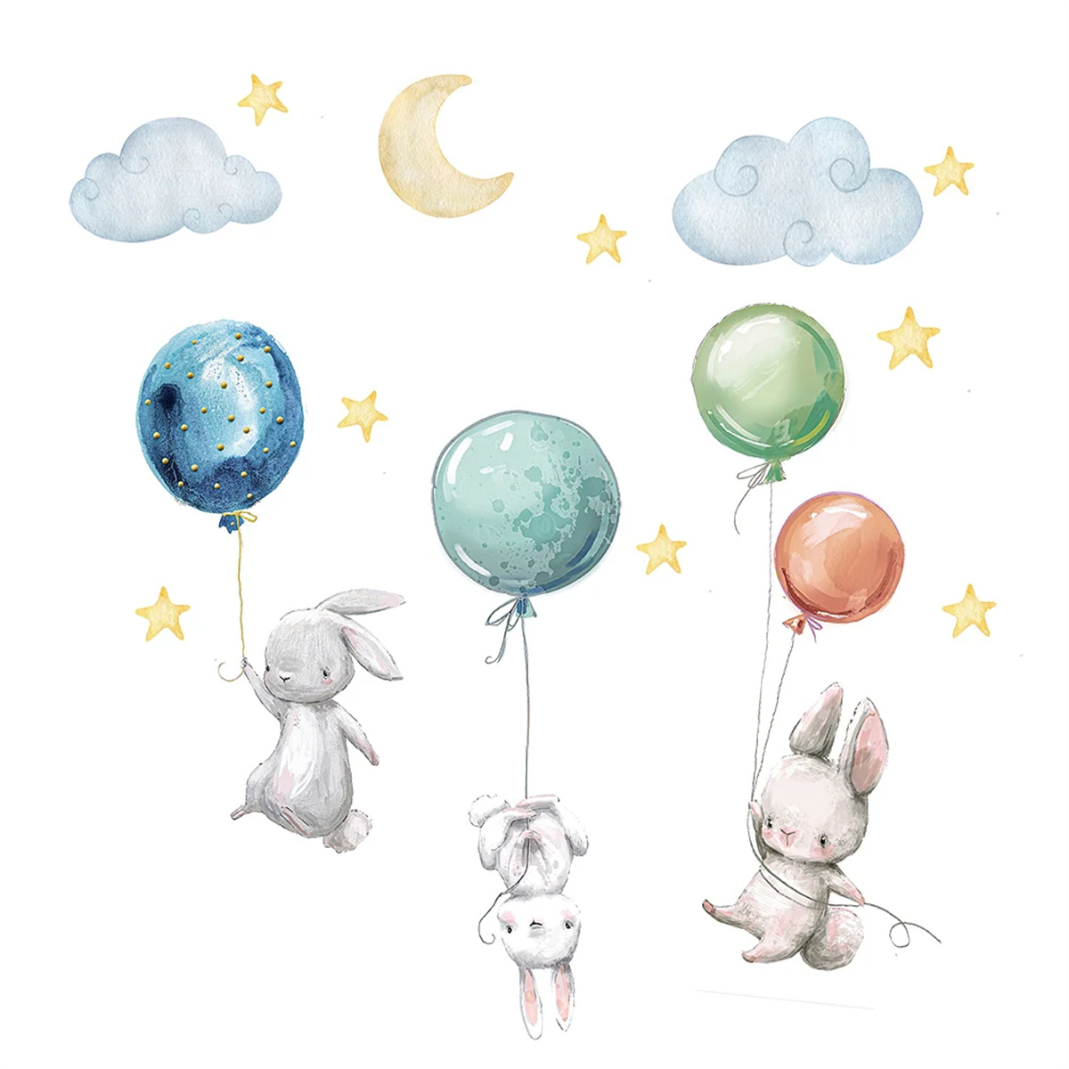Baby Nursery Hot Air Balloon - Наклейки на стену с мультяшными животными