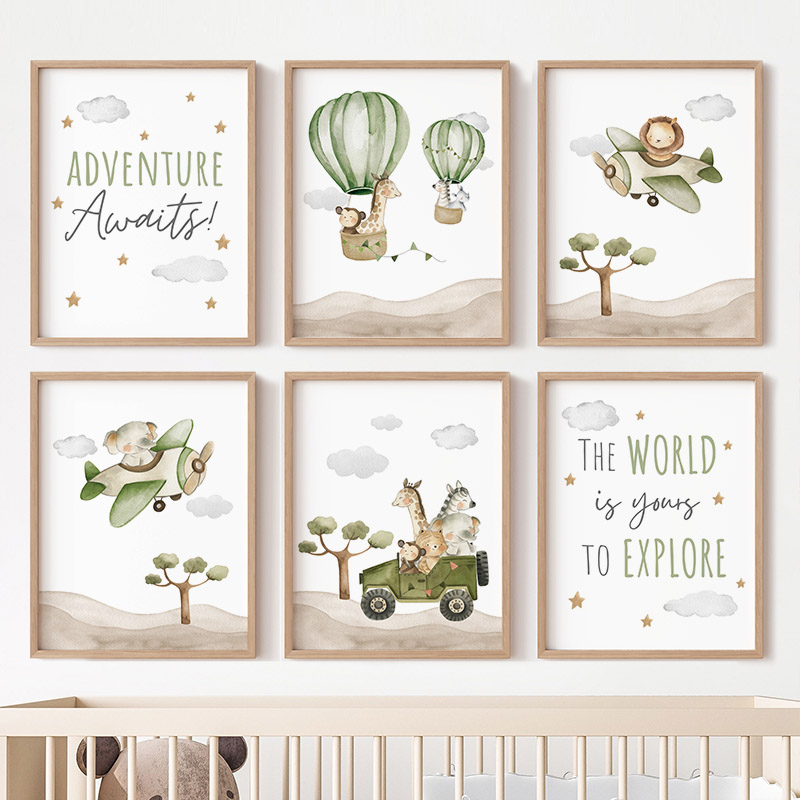 Baby Nursery Hot Air Balloon - Постеры с животными на воздушных шарах,