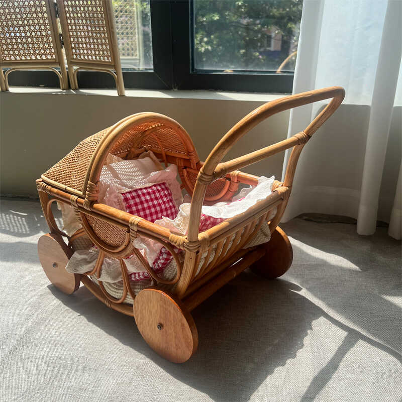 Baby Nursery Basket - Тканая детская коляска из ротанга, винтажный