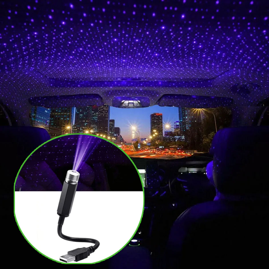 Night Light Projector Stars - Миниатюрный автомобильный LED-проектор звездного неба 5В