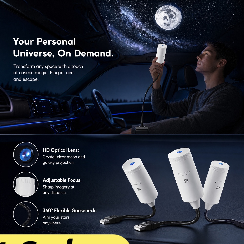 Night Light Projector Stars - Мини-проектор звездного неба 2-в-1: ночник и