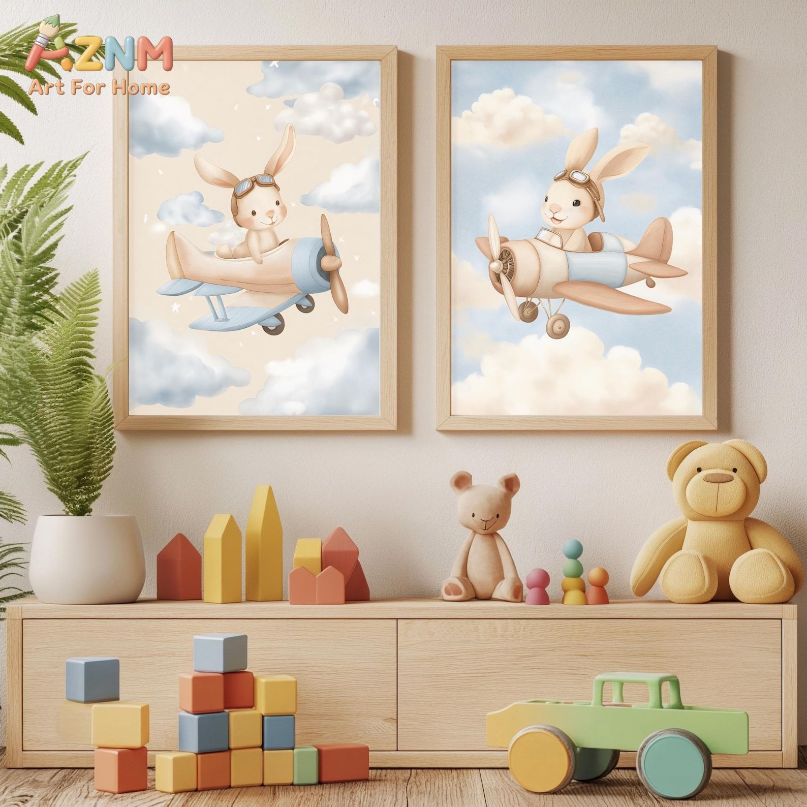 Набор из 2 настенных панно с и – обзор и цена Baby Nursery Animal Theme
