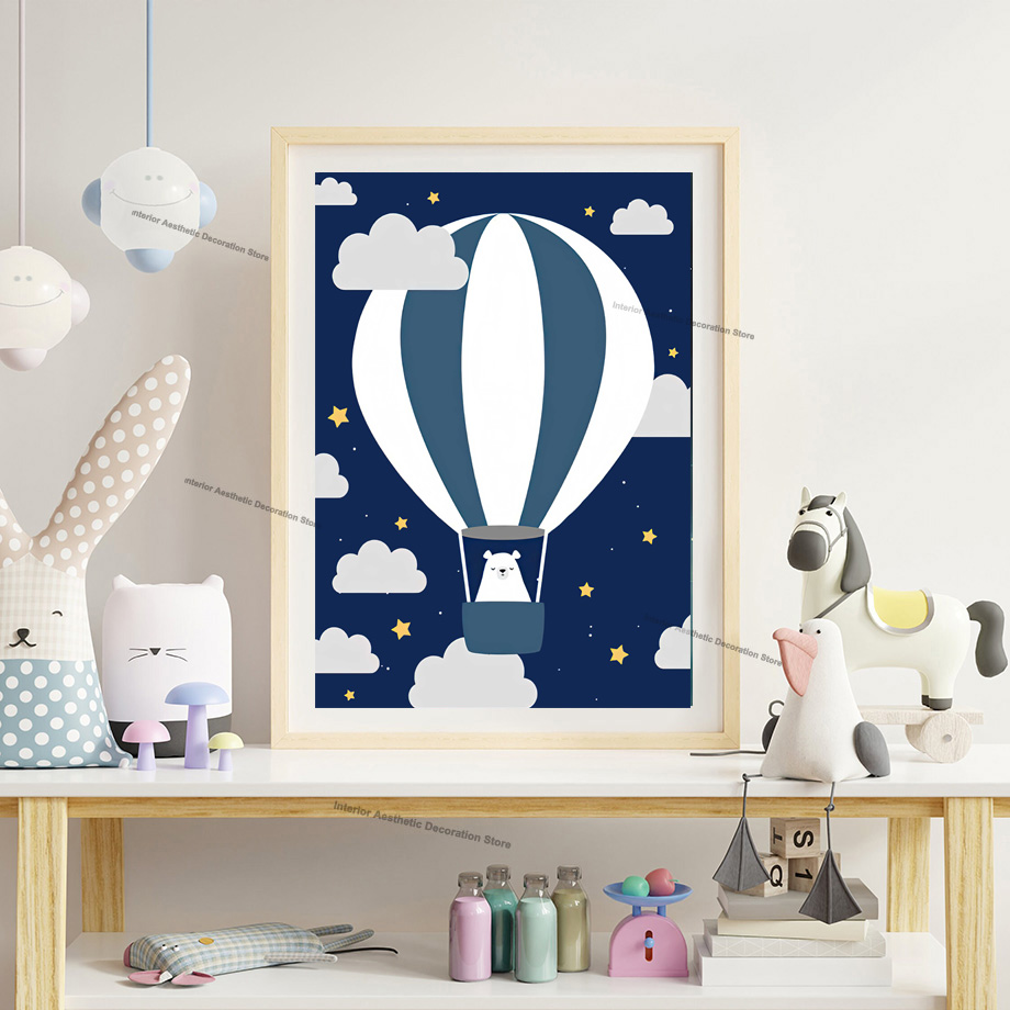 Мультяшные постеры и принты на – обзор и цена Baby Nursery Hot Air Balloon