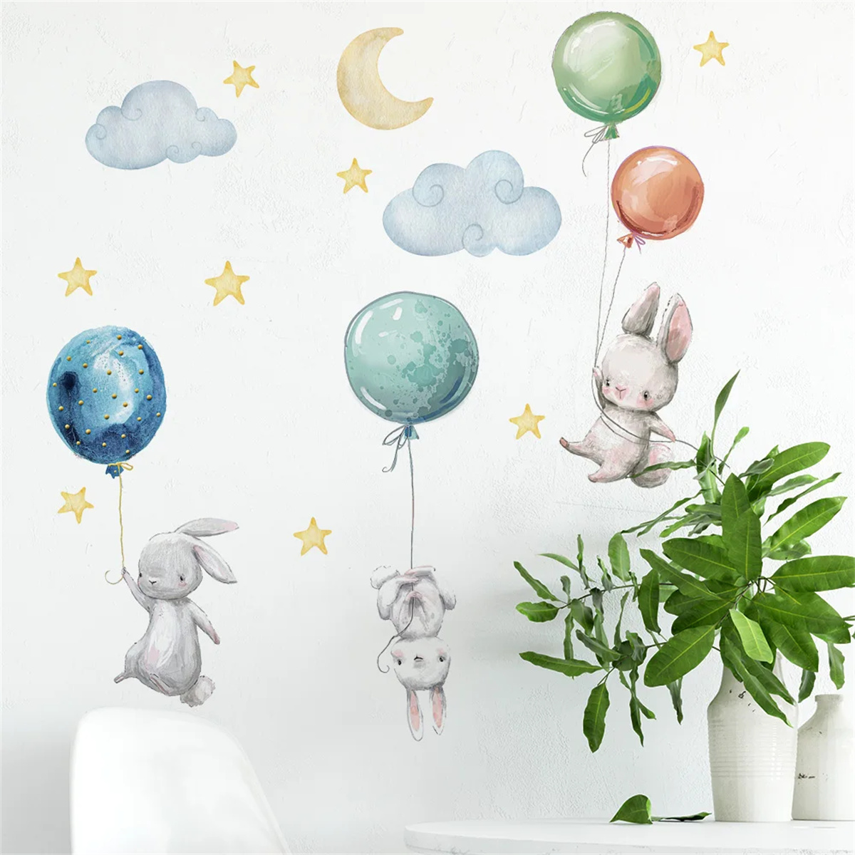 Наклейки на стену с мультяшным – обзор и цена Baby Nursery Hot Air Balloon