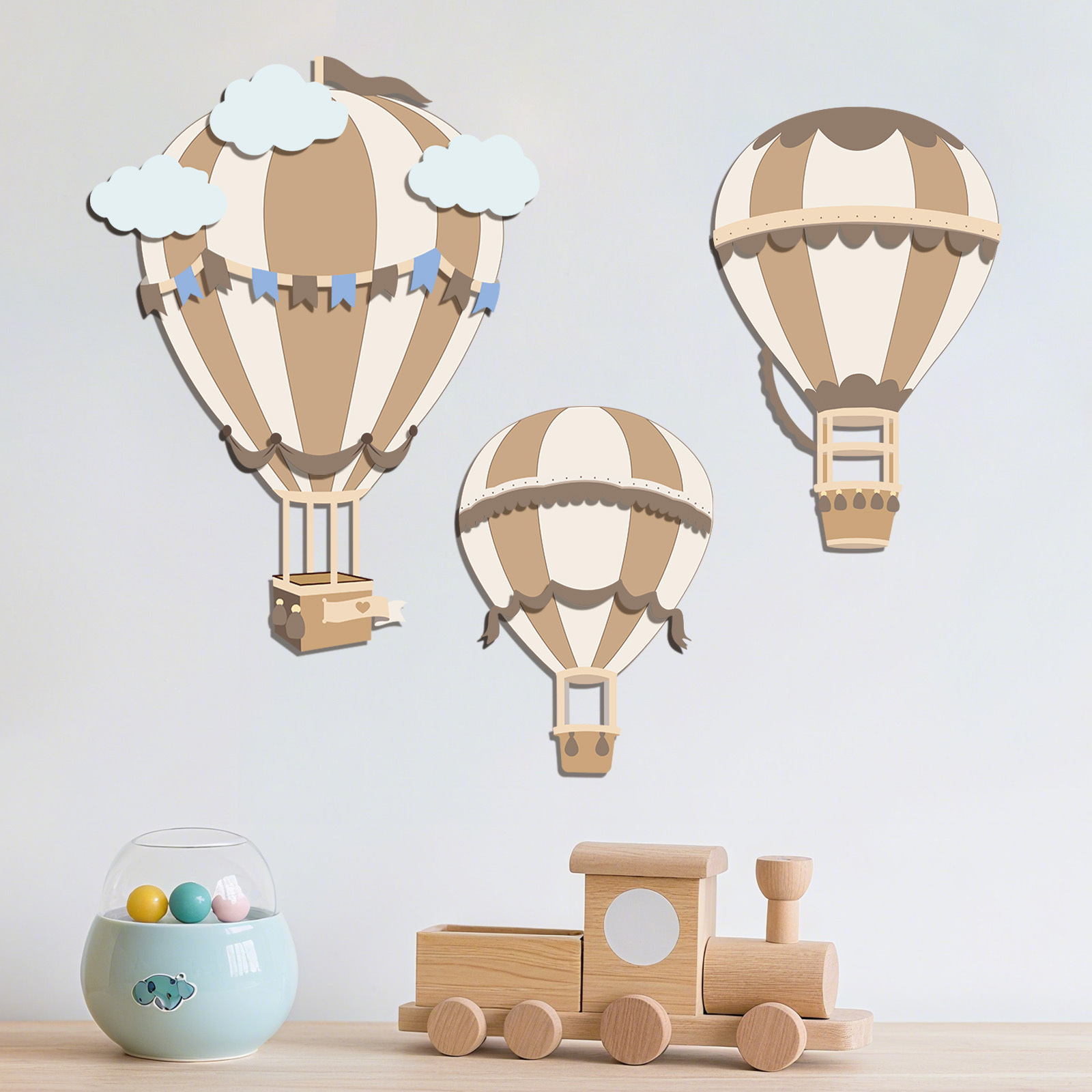 Нейтральный деревянный настенн – обзор и цена Baby Nursery Hot Air Balloon