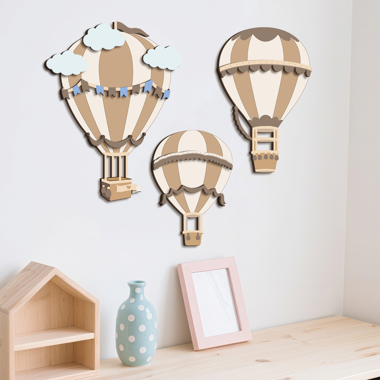 Нейтральный деревянный настенн – обзор и цена Baby Nursery Hot Air Balloon