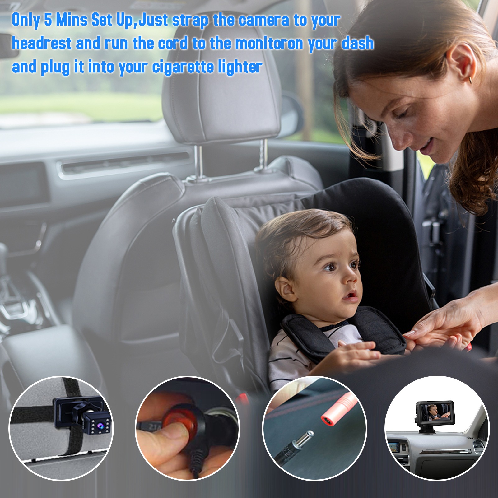 Автомобильное зеркало-монитор  – обзор и цена Baby Nursery Camera